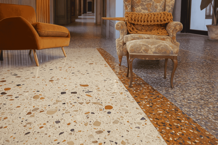 Terrazzo floor tiles